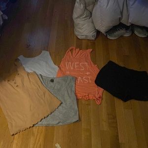 Bundle of tanks/1 pair of comfy black lounge shorts ( fits xs best)